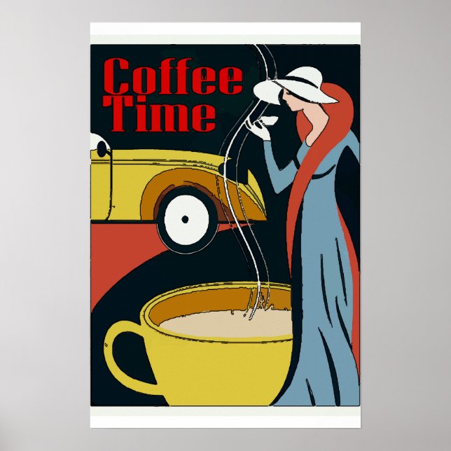 Art Deco Kaffeepause Poster (Vorne)