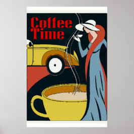 Art Deco-Kaffeezeit Poster
