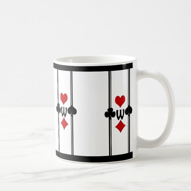 Art-Deco-Kartenspielen von Anzügen mit Monogram Kaffeetasse (Rechts)