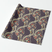 Art Deco Katze Blumenmuster Geschenkpapier