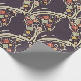 Art Deco Katze Blumenmuster Geschenkpapier
