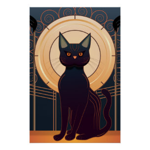 Art Deco Katze Poster