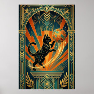 Art Deco Katzenfisch-Trophäe-Wandkunst Poster