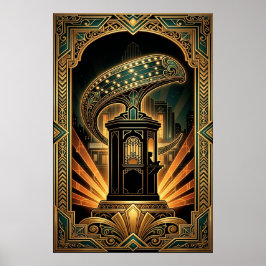 Art Deco Klappe Cyborg Silhouette Kunst Poster