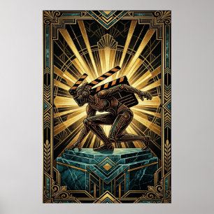 Art Deco Klappe Cyborg Silhouette Kunst Poster