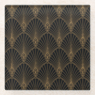 Art Deco: klassisches geometrisches Muster. Glasuntersetzer