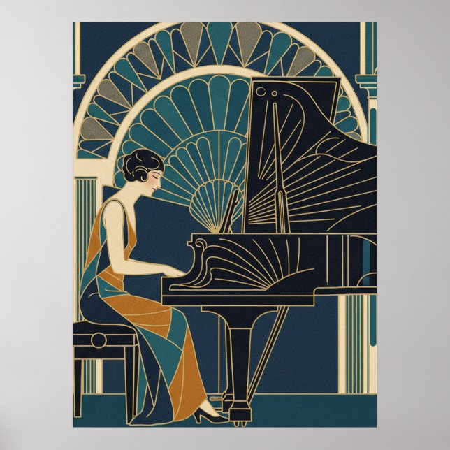 Art Deco Klavierposter Poster (Vorne)