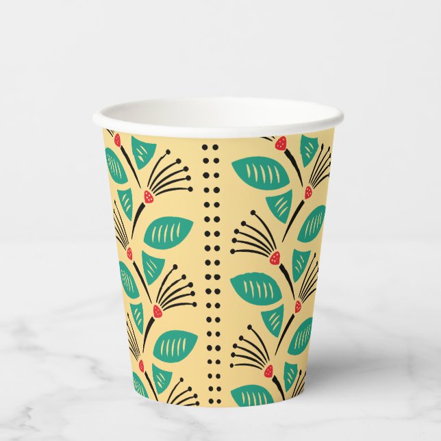 Art Deco Kletternde Erdbeerranken Pappbecher (Vorderseite)