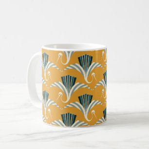 Art Deco Kran - gelber Hintergrund Kaffeetasse