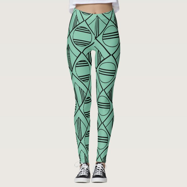 Art-Deco-Kreise und Diamanten Leggings (Vorderseite)