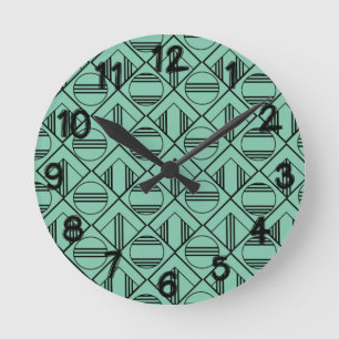 Art-Deco-Kreise und Diamanten Runde Wanduhr