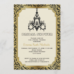Art-Deco-Kronleuchter Gold Hochzeit Brautparty Einladung