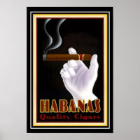 Art Deco Kuban "Habanas" Zigarre Ad 13 x 19