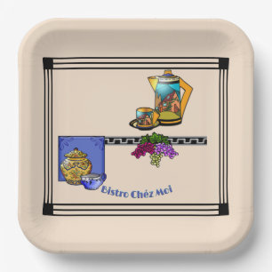 Art Deco Küche Bistro Personalisiert Pappteller