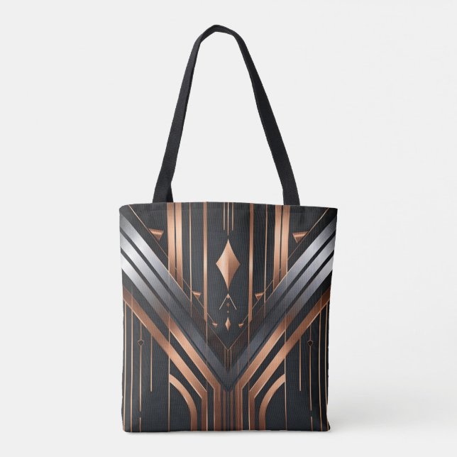 Art Deco Kupfer- und Silbergeometrie-Design (Rückseite)
