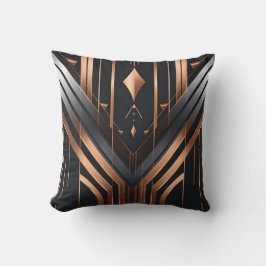 Art Deco Kupfer- und Silbergeometrie-Design Kissen