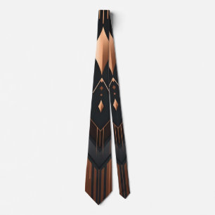 Art Deco Kupfer- und Silbergeometrie-Design Krawatte