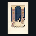 Art Deco "La Gourmandize" von George Barbier Poster<br><div class="desc">Dies ist ein digital erweiterter Reproduktionsdruck eines Vintagen,  handfarbenen kommerziellen Prozess-Illustrators im Art-Déco-Stil von 1924 mit dem Titel La Gourmandize (pochoir) des französischen Illustrators George Barbier. Es verfügt über ein herrliches Gentleman-Restaurant mit zwei modischen "Flappers".</div>
