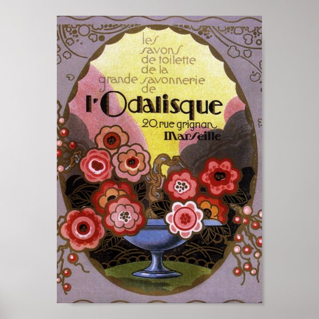 Art Deco Label Odalisque Toilette Poster (Vorne)