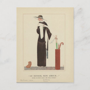 Art Déco Lady aus den 1920er Jahren ~ Au Revoir Mo Postkarte