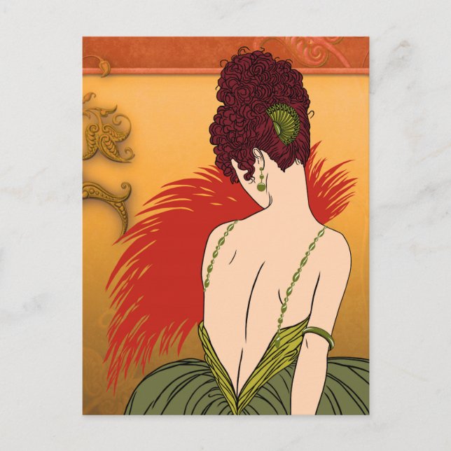 Art Deco Lady - BIANCA: Antiker Herbst Postkarte (Vorderseite)