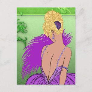 Art Deco Lady - BIANCA: Frühlingsflieder Postkarte