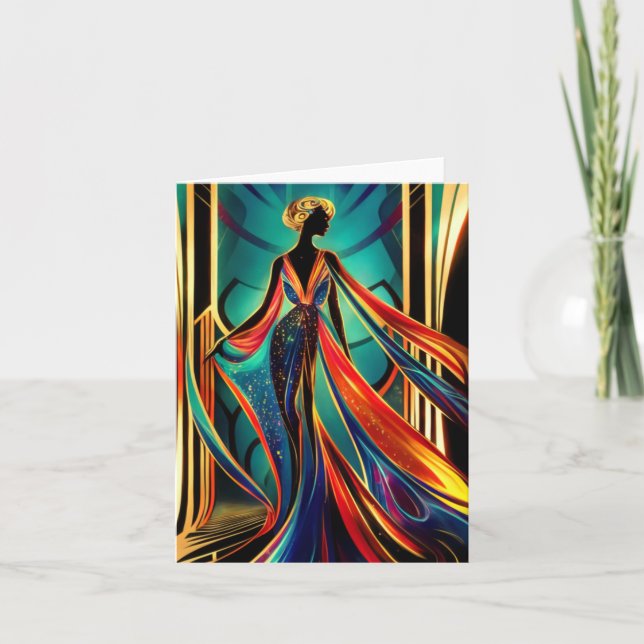 Art Deco Lady Blank Card Feiertagskarte (Vorderseite)