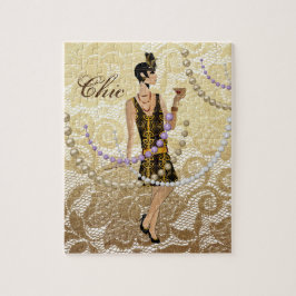 Art Deco Lady Gold Lace Puzzle