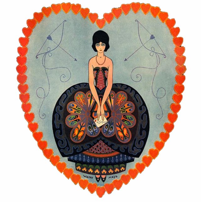 Art Deco Lady Heart Freistehende Fotoskulptur (Vorne)