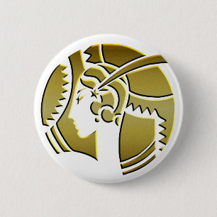 Art Deco Lady in Gold Button