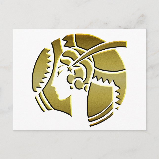 Art Deco Lady in Gold Postkarte (Vorderseite)