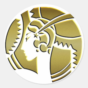 Art Deco Lady in Gold Runder Aufkleber