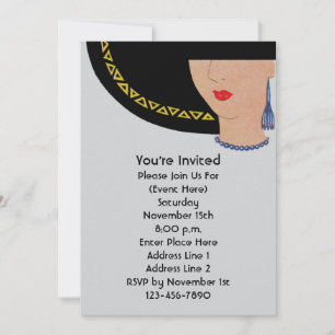 Art Deco Lady in Hat Party Einladung