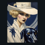 Art Deco Lady in Weiß mit Black Dog, Gatsby Era Poster<br><div class="desc">Das ist ein originelles Art Deco Design von Celtic Brother Designs.</div>