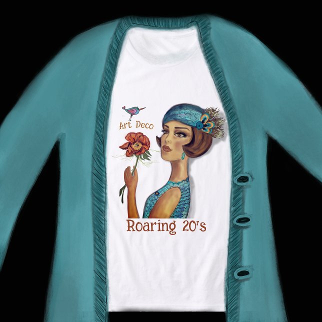 Art Deco Lady mit Blume weiß Tri-Blend Shirt (Art Deco Lady with flower white Tri-Blend Shirt)