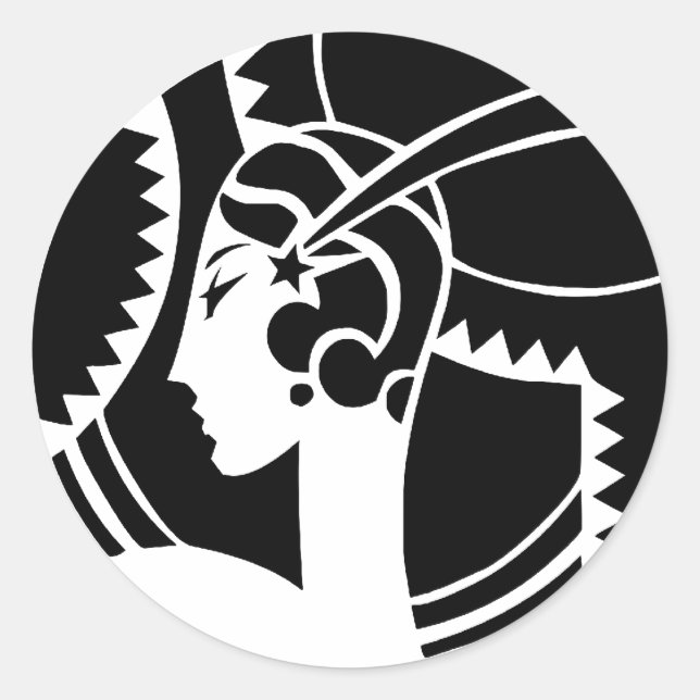 Art Deco Lady Runder Aufkleber (Vorderseite)