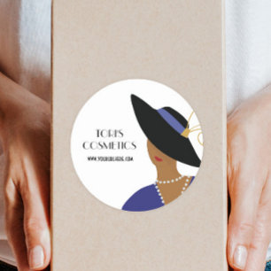 Art Deco Lady, Shop, Beauty Business oder Kosmetik Runder Aufkleber