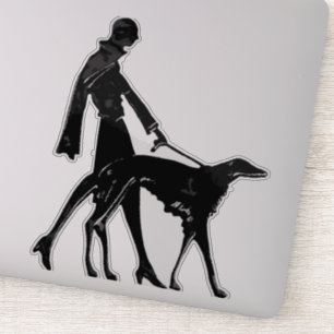 Art Deco Lady und Borzoi Die Vinyl Sticker schneid