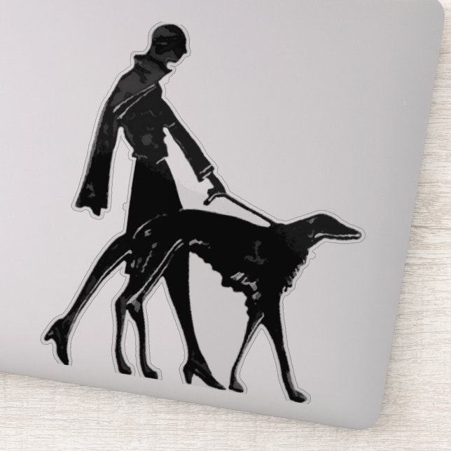 Art Deco Lady und Borzoi Die Vinyl Sticker schneid (Detail)