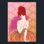Art Deco Lady with Damask - BIANCA: Melon Melange Poster<br><div class="desc">Unsere wunderschöne Bianca ist in einem vollen Rock gekleidet und ihr Top hat Gurte, die aus Schmuckstränden bestehen. Sie hält einen Federn und sitzt vor einer Kulisse von reichhaltigem Damast. Das Haar von Bianca ist eine Masse von Curlen in einem fabelhaften Oudo, der mit einem fächerförmigen Haarclip befestigt wird. Unser...</div>