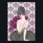 Art Deco Lady with Damask - BIANCA: Teezeit Poster<br><div class="desc">Unsere wunderschöne Bianca ist in einem vollen Rock gekleidet und ihr Top hat Gurte, die aus Schmuckstränden bestehen. Sie hält einen Federn und sitzt vor einer Kulisse von reichhaltigem Damast. Das Haar von Bianca ist eine Masse von Curlen in einem fabelhaften Oudo, der mit einem fächerförmigen Haarclip befestigt wird. Unser...</div>