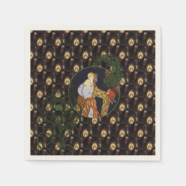 Art Deco Ladys Cocktail Papier Napkins Serviette (Vorderseite)