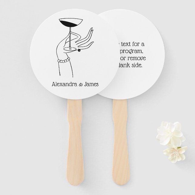 Art Deco Lady's Hand Holding Champagne Glass Fächer (Vorne und Hinten)