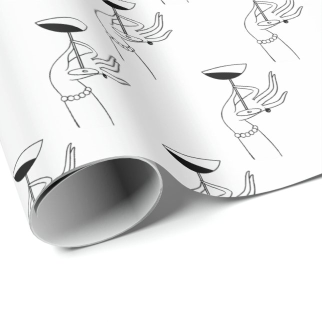 Art Deco Lady's Hand Holding Champagne Glass Geschenkpapier (Rolleneckpunkt)