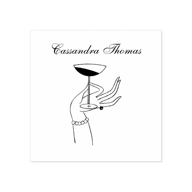 Art Deco Lady's Hand Holding Champagne Glass Gummistempel (Prägung)