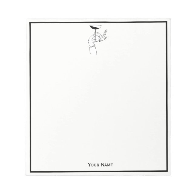 Art Deco Lady's Hand Holding Champagne Glass Notizblock (Vorderseite)