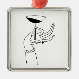 Art Deco Lady's Hand Holding Champagne Glass Ornament Aus Metall