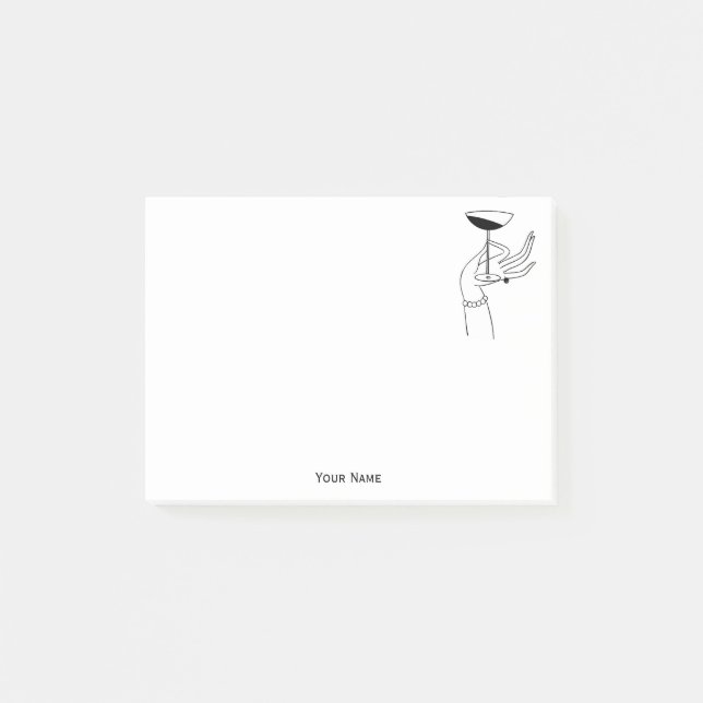 Art Deco Lady's Hand Holding Champagne Glass Post-it Klebezettel (Vorderseite)