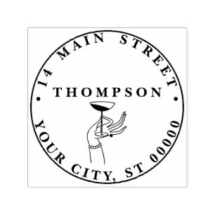 Art Deco Lady's Hand mit Champagner Glass-Adresse Permastempel