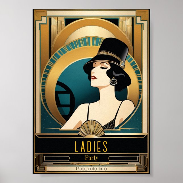 Art Deco Ladys Party Poster (Vorne)
